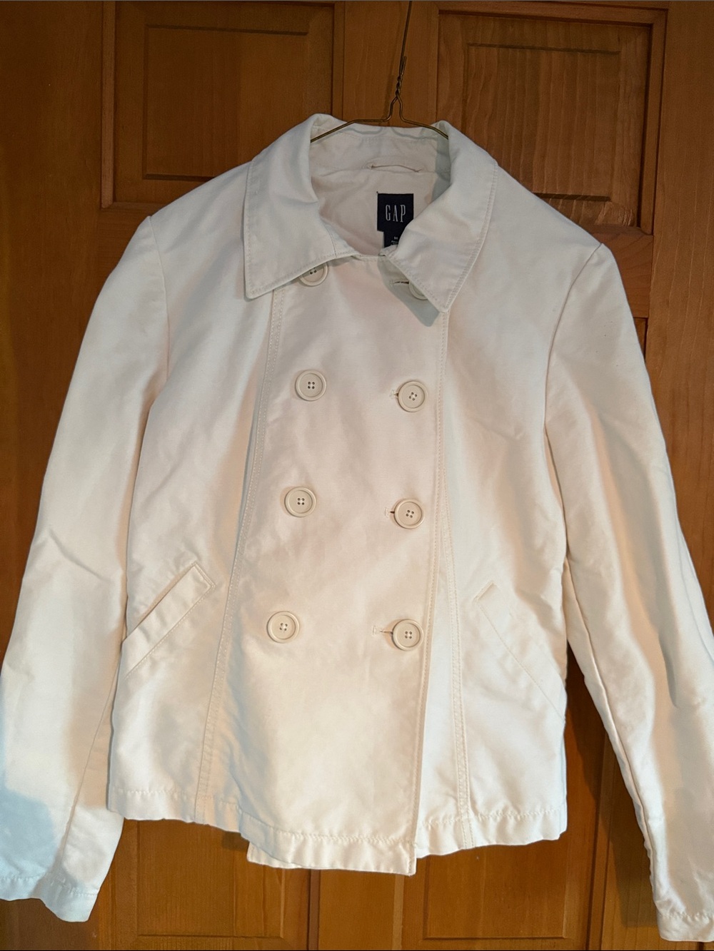 GAP Women's Cream Double-Breasted Trench Jacket